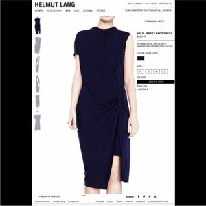 Helmut Lang Asymmetrical Dress in Deep Blue